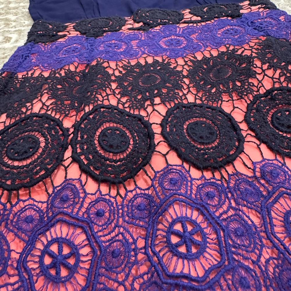 NWT Vintage French Connection Navy Crochet Dress with Collar - Picture 4 of 10